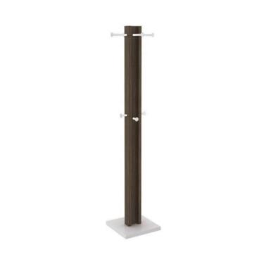 Imagem de Cabideiro Mancebo de Chão com 8 Pinos para Pendura - Branco/Nogal - Te