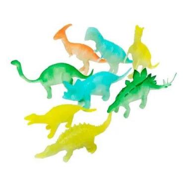 Imagem de Kit 8 Dinossauros Emborrachados Brilha no escuro - Dino word - DM TOYS
