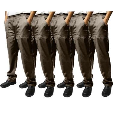 Imagem de 5 Calças para Uniforme em Brim Elástico Inteiro - EQUIVALE, GG, CINZA 