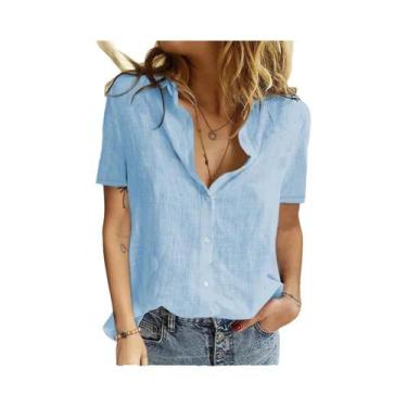 Imagem de Camisa Feminina Oversized Vintage Harajuku - Algodão e Linho - Manga C