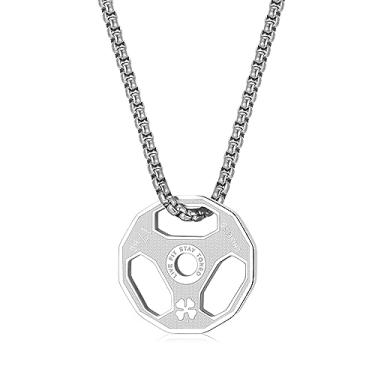 Imagem de AILUOR Colar com pingente de haltere masculino e feminino de aço inoxidável para casais com pingente de barra fitness academia esportes halteres levantadores de peso corrente de haltere joias, Metal, não