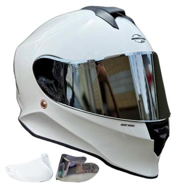 Imagem de Capacete de Moto Masculino Feminino Fechado Mormaii Original Branco Brilho Com Viseira Espelhada + Transparente (56)