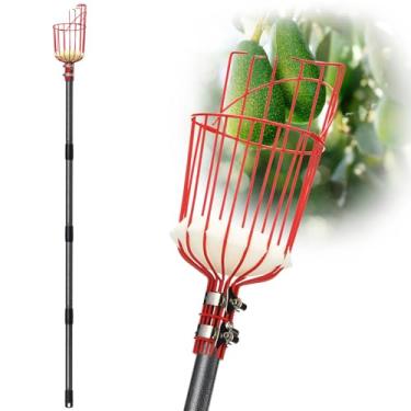 Imagem de DonSail Ferramenta de colheita de frutas com cesta telescópica - Colhedor de manga ajustável de 89 a 304 cm - Apanhador de cereja maçã laranja abacate bolota limão pêra pomelo cereja para árvore