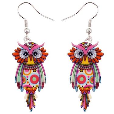 Imagem de Brincos Sweet Dangle OWL acrílico longo pássaro gota para meninas mulheres crianças ambos os lados padrão por Bonsny Jewelry, Acrílico
