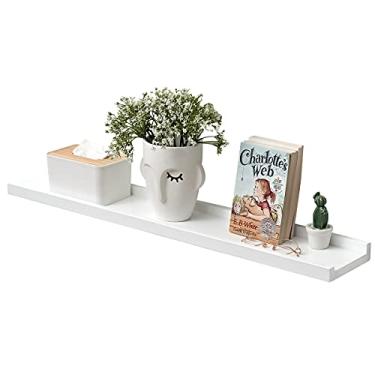 Imagem de Prateleira flutuante de madeira de carvalho branco, prateleiras de parede com imagem de 91 cm para quarto, sala de estar, banheiro, cozinha, armazenamento de parede (largura 15 cm)