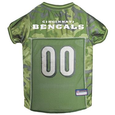 Imagem de Camiseta de camuflagem para cães NFL Cincinnati Bengals, pequena. - CAMO PET Jersey disponível em 5 tamanhos e 32 times da NFL. Camiseta para cães de caça