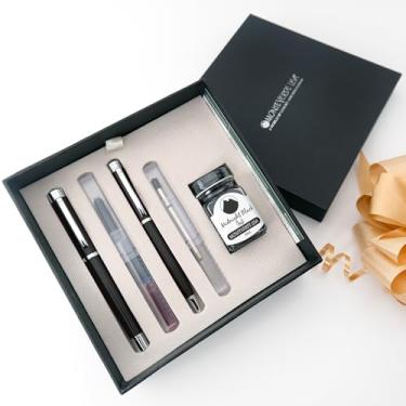 Imagem de Monteverde Conjunto de canetas-tinteiro USA Strata, preto | Ponta média | Recarga de gel grátis, frasco de tinta grátis e 3 cartuchos grátis