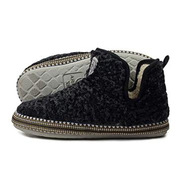 Imagem de ARIAT Pantufas femininas quentes e macias de acrílico, mistura de lã, parte interna e externa, Preto, Small