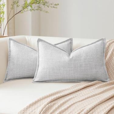 Imagem de OTOSTAR Pacote com 2 capas de almofada decorativas cinza claro 30 x 50 cm com textura de linho macio para sofá, quarto, sala de estar, decoração de casa 30 x 50 cm