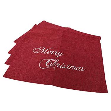 Imagem de 4 Pçs Impresso Placemats Moda Linho Protetor Mesa de Jantar Esteiras Utensílios de Cozinha de Natal Com Lindos ornamentos. Seu Design para Vibrar Com Jogos Americanos de Natal