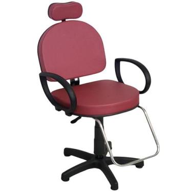 Imagem de Cadeira Poltrona Salão Cabeleireiro Bordô Roma Pistão A Gás - For-Ty