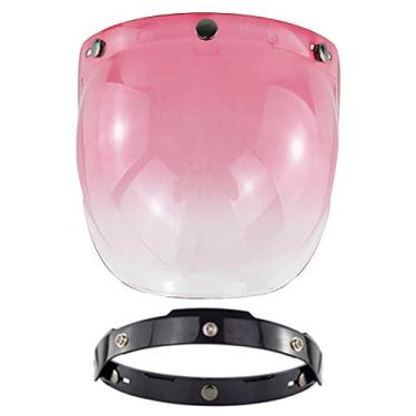 Imagem de Viseira de Capacete de Motocicleta, Configuração de Lente de Bolhas de Bolha à Prova de para Todos Os Capacetes de Três Botões para Os Capacetes (PINK)