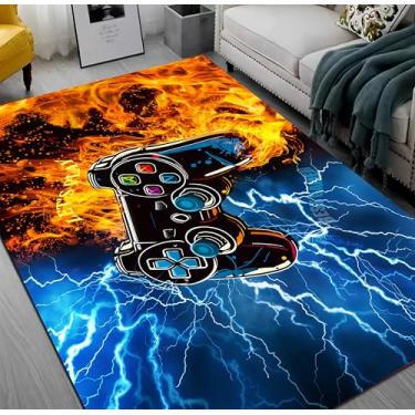 Imagem de Tapete gamer para quarto de meninos, 12 x 18 cm, antiderrapante, lavável, tapete de jogos para quarto, sala de estar, sala de jogos, decoração