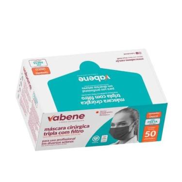 Imagem de Caixa de mascara descartavel preta 50 uni vabene