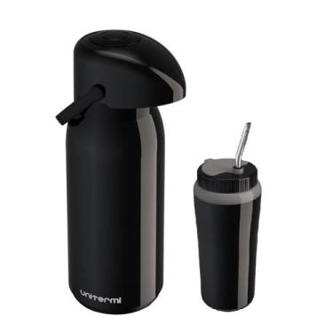 Imagem de Kit Garrafa Verona 1,8l + Copo Terere 650ml - Preto - Unitermi