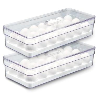 Imagem de Organizador de Ovos para Geladeira Armario Cozinha Acrilico Com Cavidades (Kit 2, 21 Cavidades)