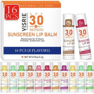 Imagem de Protetor solar VISRIE SPF 30, pacote de 16 com 8 sabores