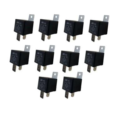 Imagem de Kit 10 Rele Auxiliar Universal 12V 70A 4 Terminais Suporte