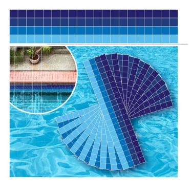 Imagem de Kit 14 Adesivos Piscina Vinílico Degradê Pastillha Azul 100x30cm - Res