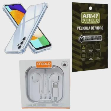 Imagem de Capa Capinha para Galaxy M35 + Fone Tipo-C + Pelicula de Vidro 3D - Armyshield