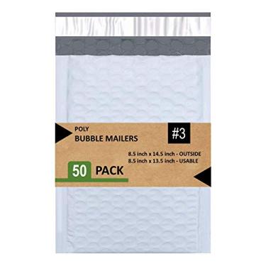 Imagem de SALES4LESS #3 Envelopes de bolha de poliéster 21 x 35 cm para envio de envelopes acolchoados autoselados à prova d'água pacote com 50, branco (PBMVR_8,5 x 14,5-50)