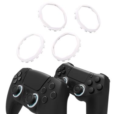 Imagem de Redesigned Octagonal Gated Sticks Accent Rings for eXtremeRate Luna Shell for PS5 Controller, Replacement Accessory for eXtremeRate Ghost Shell for PS4 Controller - Not for Standard Faceplate - White