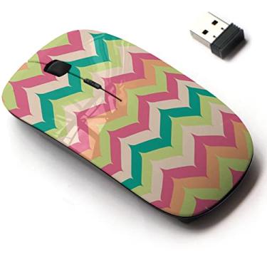 Imagem de Mouse sem fio de 2,4 G com design de padrão fofo para todos os laptops e desktops com nano receptor - Chevron pontiagudo