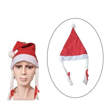 Imagem de Fantasia Gorro Papai Noel Em Feltro com tranças