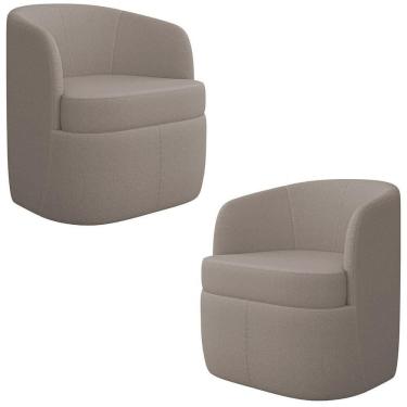Imagem de Kit 2 Poltronas Giratória Decorativa Para Sala Dandara K04 Bouclê Bege Escuro - Mpozenato