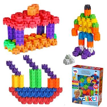 Imagem de Brinquedo Montar Clikt Encaixe Educativo Criativo 100 Pcs - Pakitoys