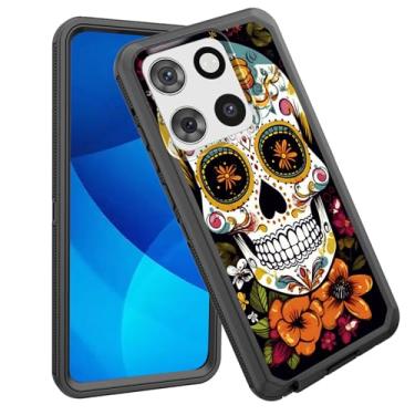 Imagem de GFEWYTJYJ Capa para Moto G Stylus 5G 2025, à prova de choque, 3 camadas, proteção de corpo inteiro, resistente, capa rígida de alto impacto para Motorola Moto G Stylus 5G 2025, caveira de açúcar com