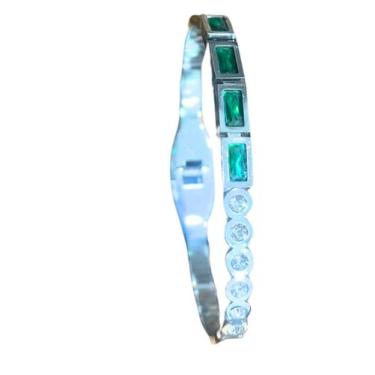Imagem de Bracelete Pandora Safira Zircônia Aço Cirúrgico - Brilho e Glamour - G