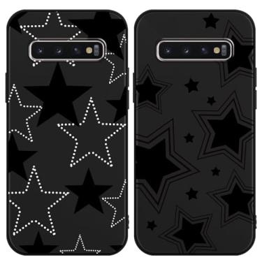 Imagem de Yomjew Pacote com 2 capas para celular com estrela preta fofa para Samsung Galaxy S10 Plus 6,4 polegadas, estética feminina de silicone antiarranhões, macia, fina, flexível, protetora, à prova de