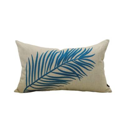 Imagem de Almofada Folhas Azul Retangular