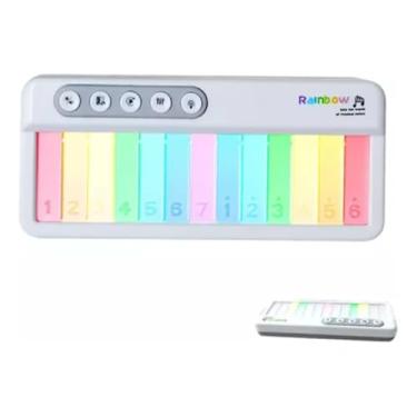 Imagem de Teclado Musical Infantil Eletrônico com Sons Luzes Coloridas Portátil Educativo e Multifuncional Piano, Xilofone, Saxofone, Violão, Bateria de Jazz