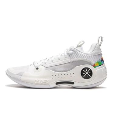 Imagem de LI-NING Way of Wade 10 & 11 Tênis de basquete masculino, antiderrapante, antiderrapante, com absorção de choque, tênis esportivo ABAS083 ABAU049 ABAS075, Branco, cinza, 40