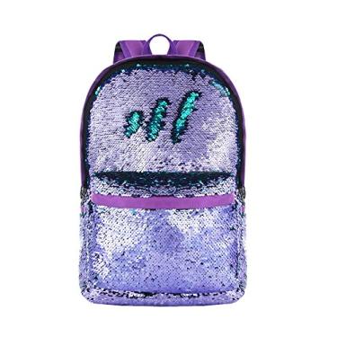 Imagem de Mochila de lantejoulas reversível HeySun leve, Laptop, 01purple/Teal, 43CM*31CM*12CM