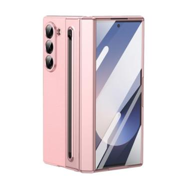 Imagem de HAO RIYLN Capa ultrafina para Samsung Galaxy Z Fold6, capa de couro antiarranhões, proteção à prova de choque, capa de negócios galvanizada, rosa, Z DOBRAD6