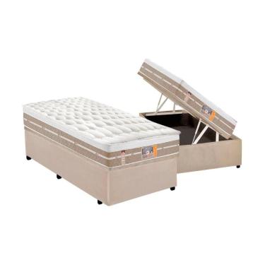 Imagem de Cama Box Solteiro: Colchão Molas Castor Pocket Silver Star Air One Face + Base Clean(88X188)
