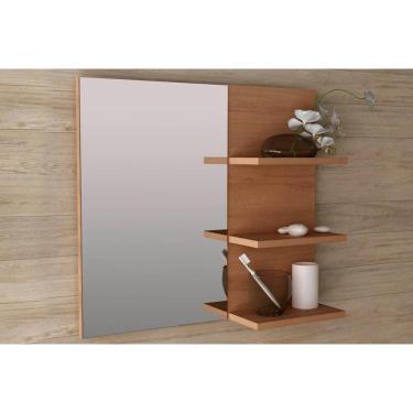 Imagem de Armário De Banheiro C-espelho Suspenso Bn3608 60cm Cor Amêndoa - Tecno Mobili