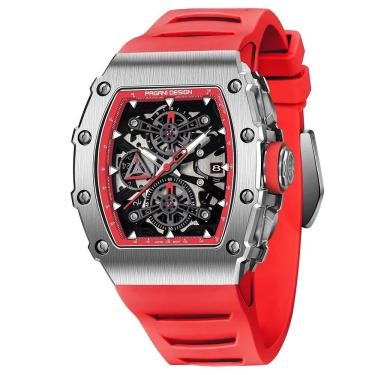 Imagem de Relógio De Quartzo Para Homens, Novo Esqueleto, Relógio Esportivo - Vermelho