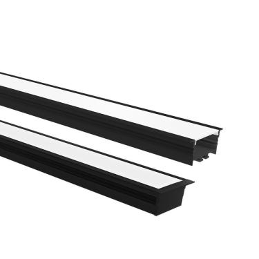 Imagem de Perfil Para Fita De Led 62x25 Embutir 25x62x200cm Taschibra Zenith Preto Fosco