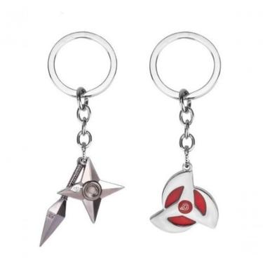 Imagem de 2 Chaveiros De Metal Kakashi Kunai Shuriken Naruto Geek