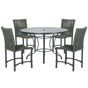 Imagem de Mesa Ascoli Com 4 Cadeiras Cannes De Alumínio Trama Verde