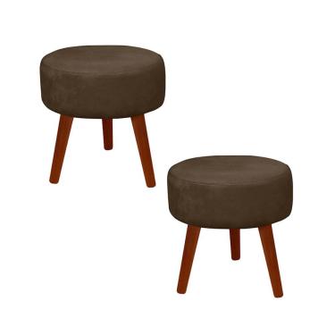 Imagem de Kit 2 Puff Redondo Decorativo Danny Pés Palito Cor:marrom
