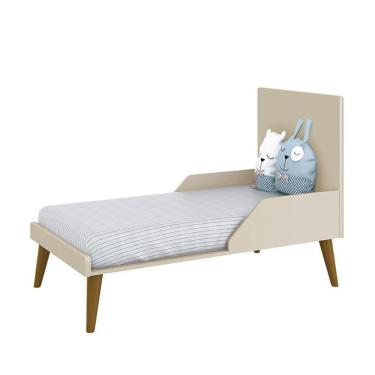 Imagem de Dormitório Infantil Theo Retrô 3 Portas Cômoda E Berço Areia Fosco Com Pés Amadeirado Reller Móveis Areia Fosco