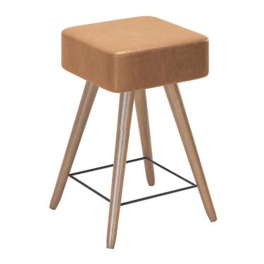 Imagem de Banco Banqueta Rio Baixa 50cm Couríssimo Amarula - Salaone Amarula