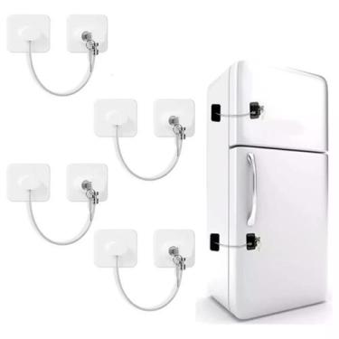 Imagem de 4 Trava Segurança Cadeado Geladeira Gaveta Sem Fura Branco - Things Ne