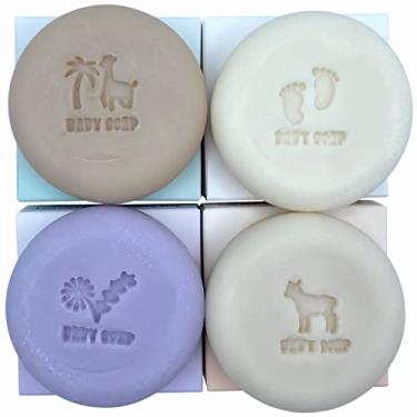 Imagem de Relaxcation Conjunto De 4 Barras Sabonete Orgânico Para Bebês - Lavanda-Camomila, Leite Cabra-Mel, Sem Perfume, Iogurte Grego, Coco, Processo Totalmente Natural A Frio Bebês, Crianças Pequenas E Pel