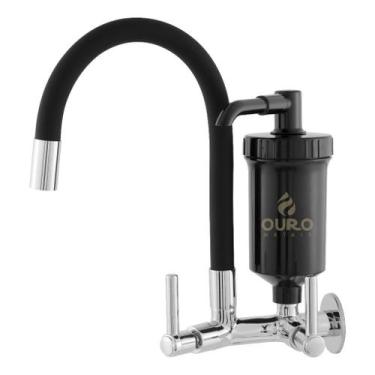 Imagem de Torneira Gourmet Cozinha Filtro Parede Black Preta Flexível - oem